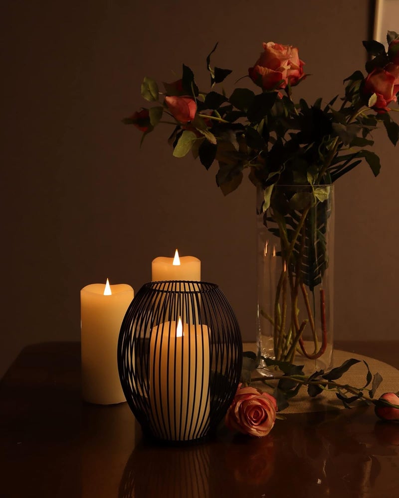 TECHLONG Flickering Flameless Candles with 3D Moving Flame Set of 3(H 5" 6" 7" x D 3"), Last 1000+ Hours Battery Operated Candles with Remote Timer, Ivory Real Wax Electric LED Pillar Candles - Image 4
